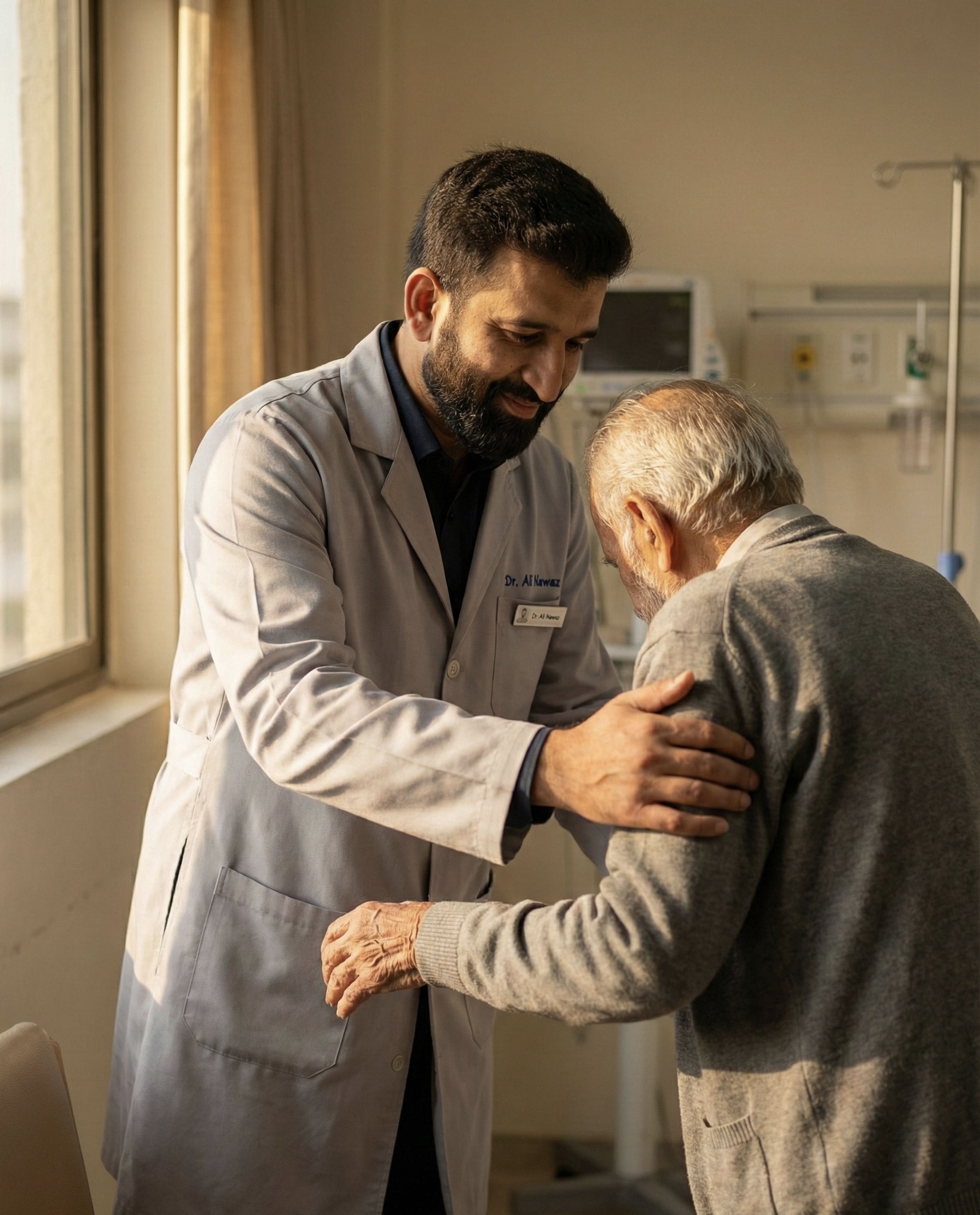 Dr. Ali Nawaz caring for a patient during a home visit